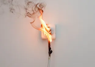 electric wire on fire